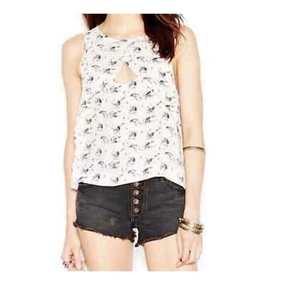 Free People Top Women’s White Black Look Through Keyhole Sleeveless Tank Small - Picture 11 of 11
